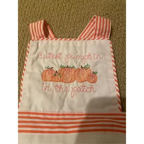 TBBC Beaufort Bonnet Sayre Sunsuit 12-18m Custom Cutest Pumpkin in the Patch - Picture 2 of 6